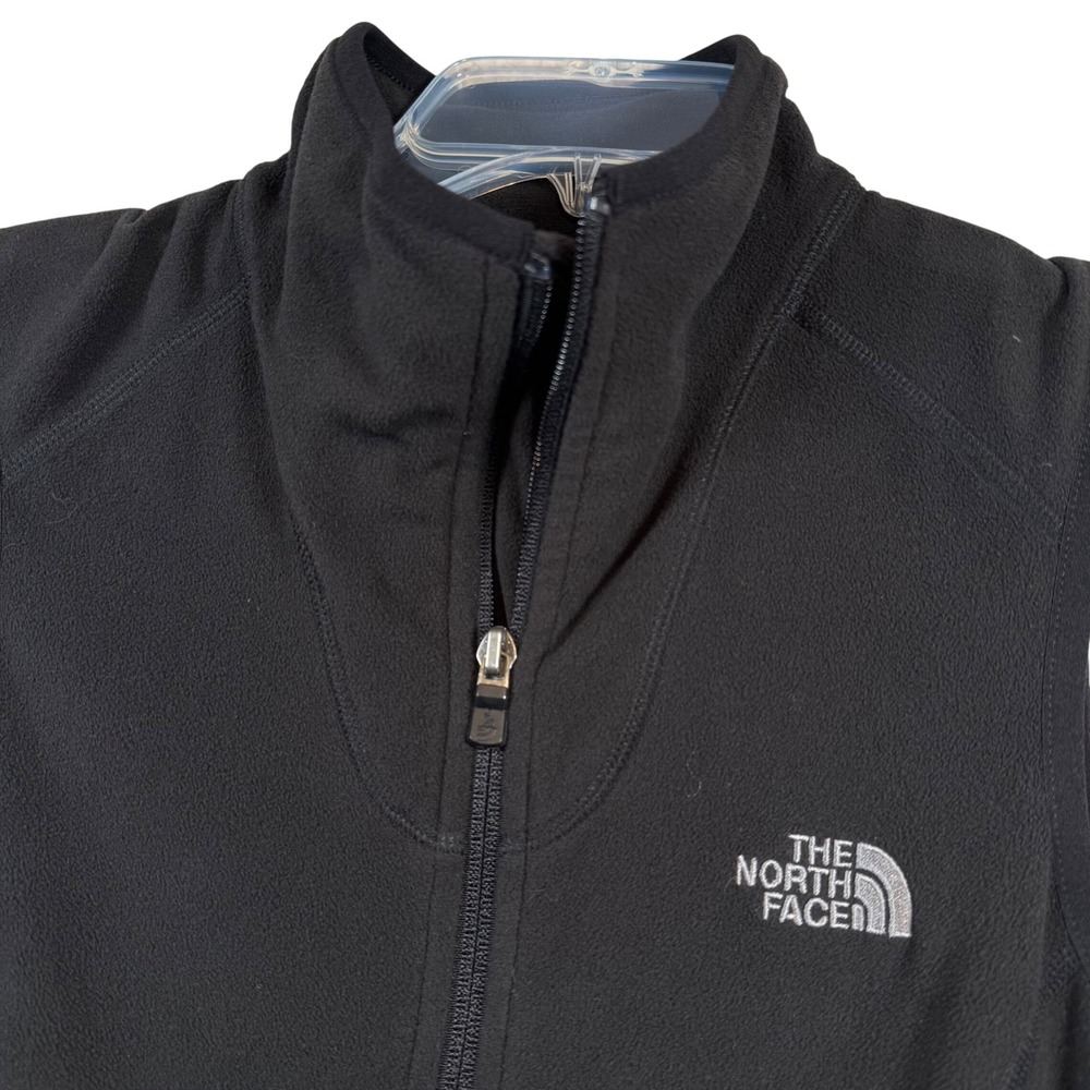 The North Face TKA 100 Fleece Vest Women Small Black Full Zip Mock Neck Outdoor